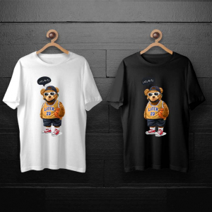 طرح لایه باز خرس تدی بسکتبالیست با کفش قرمز برای چاپ روی انواع تیشرت